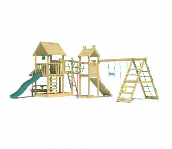 Jungle Pavillon | Houten speeltoestel met schommels & klimnet