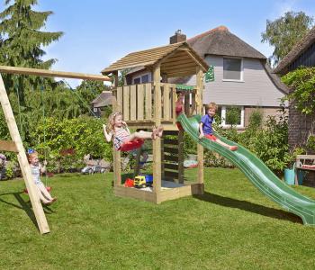 Jungle Cottage | Houten speeltoestel met dubbele schommel