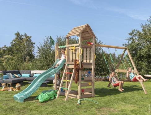 Jungle Safari | Houten speeltoestel met dubbele schommel