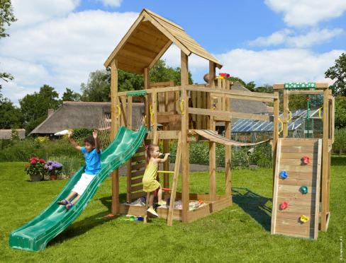 Jungle Palace | Houten speeltoestel met glijbaan & Wiebelbrug