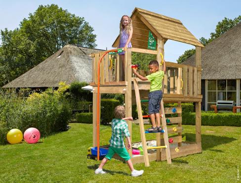 Jungle Cubby | Houten speeltoestel met brandweerpaal