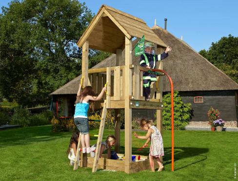 Jungle Club | Houten speeltoestel met brandweerpaal