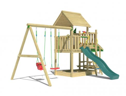 Jungle Lagoon | Houten speeltoestel met dubbele schommel