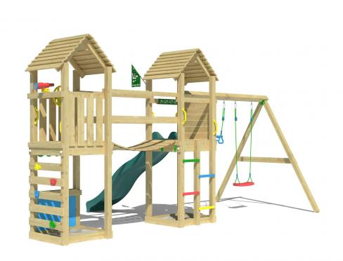 Jungle Haven | Houten speeltoestel met dubbele schommel